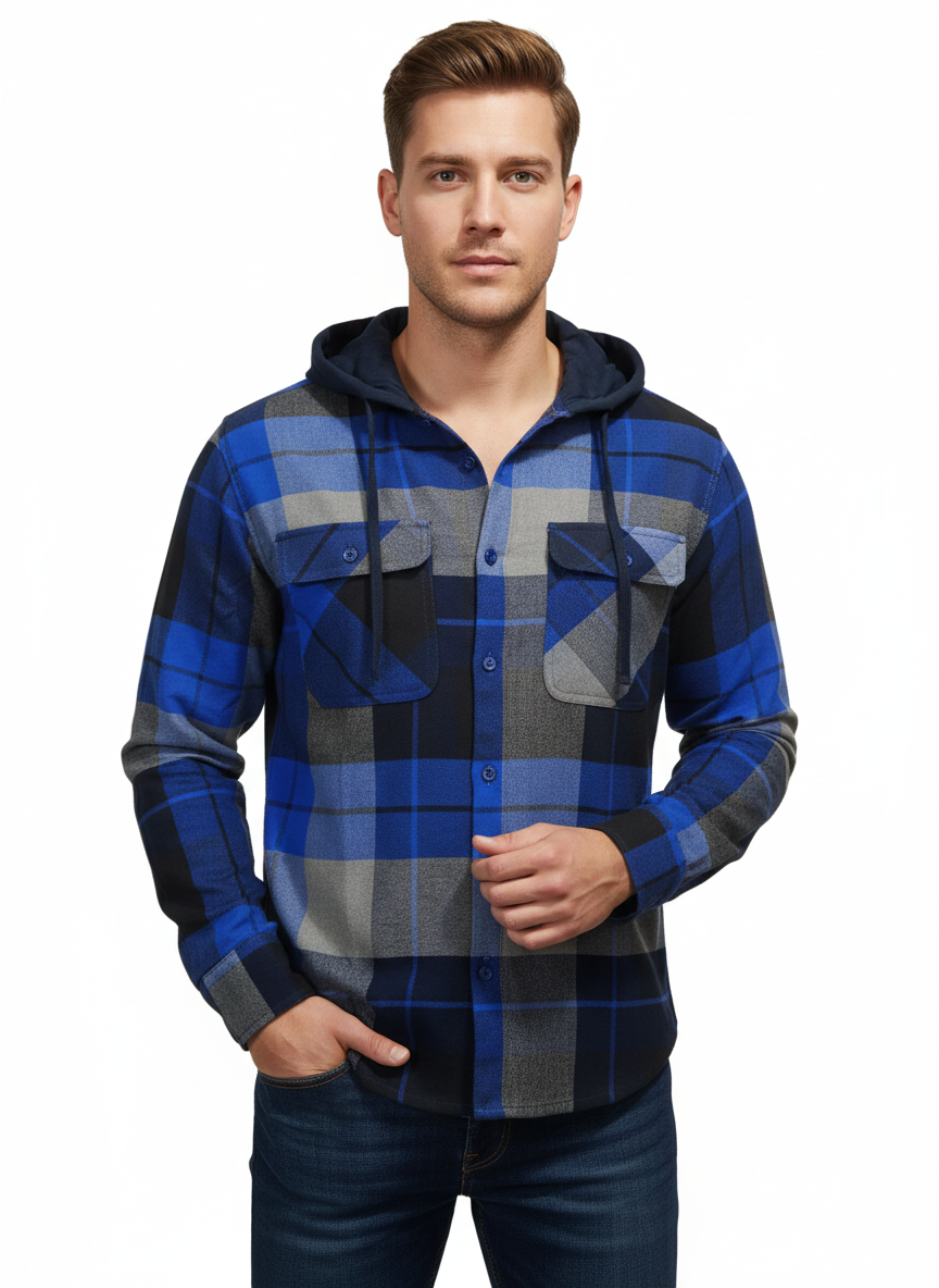 Royal Blue Flannel Hoodie