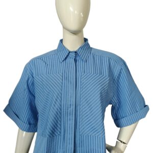 Home kortärmad blårandig skjorta för dam