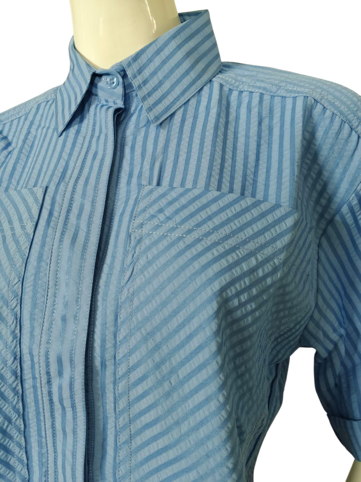 kortärmad blårandig skjorta för dam kortärmad blårandig skjorta för dam