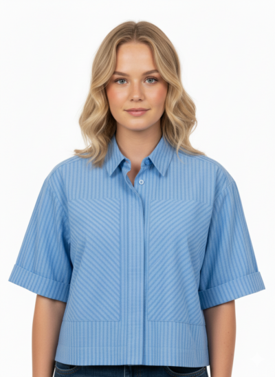 stylish half sleeve blue shirt for women