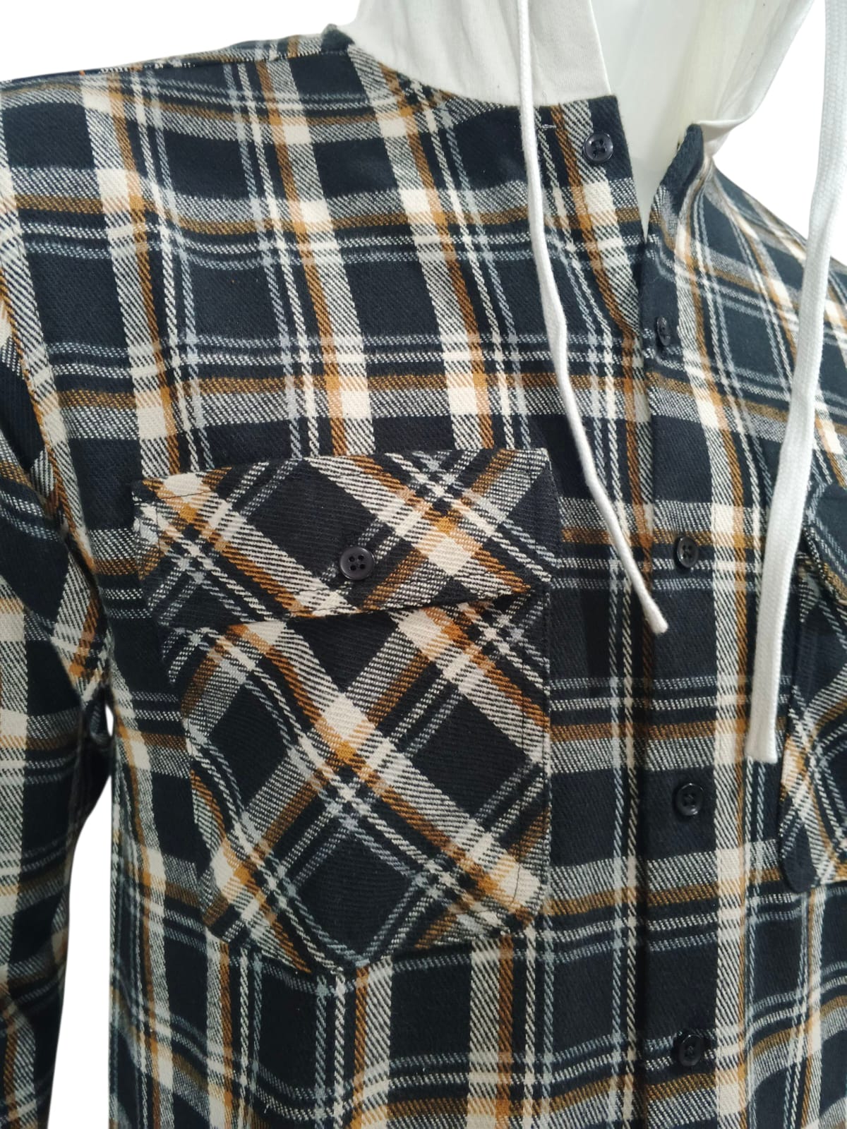 flanell hoodie med blå rutcheck flanell hoodie med blå rutcheck