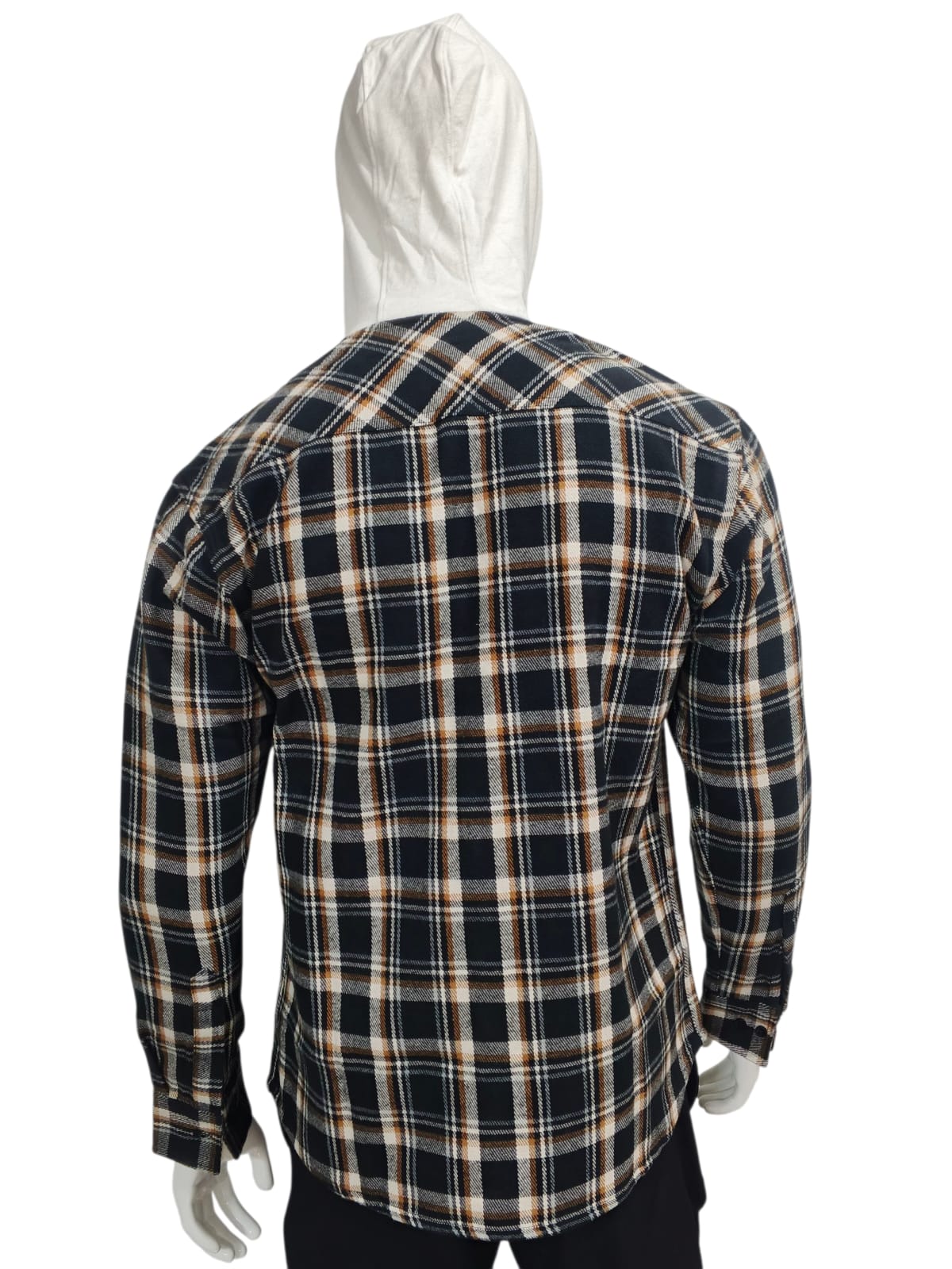 flanell hoodie med blå rutcheck flanell hoodie med blå rutcheck