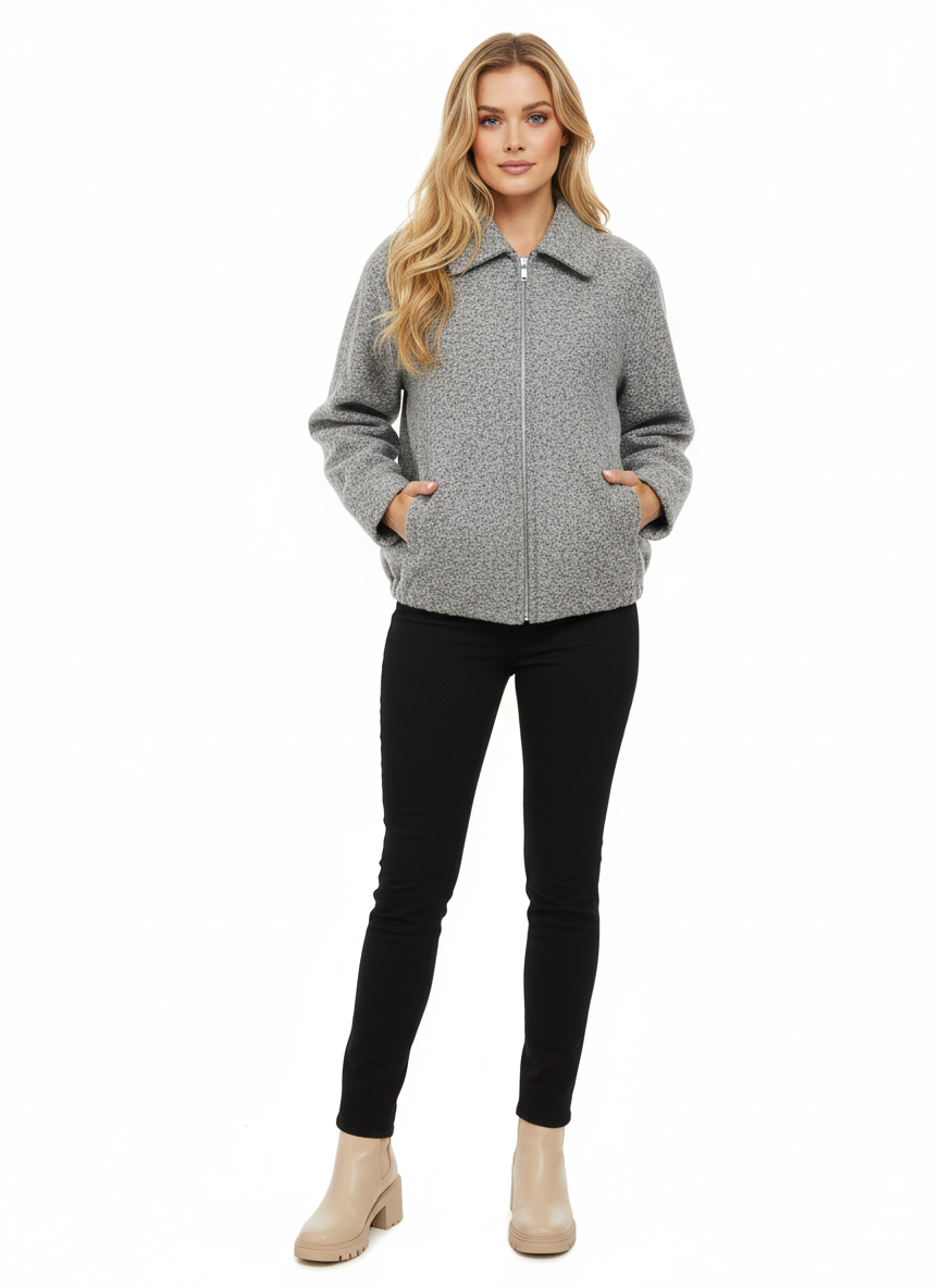 gray long sleeve jacket for women