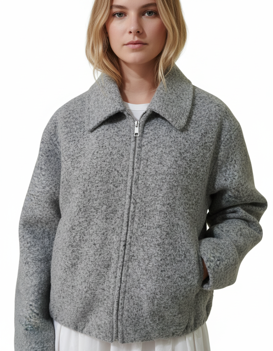 gray long sleeve jacket for women