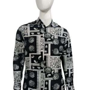 herrskjorta i 100% viskos med tryck, långärmad