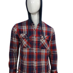 flanell hoodie med blå rutcheck