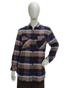 Women’s Red & Yellow Checked Long Flannel Shirt with Full Sleeves flanellskjorta med lång ärm