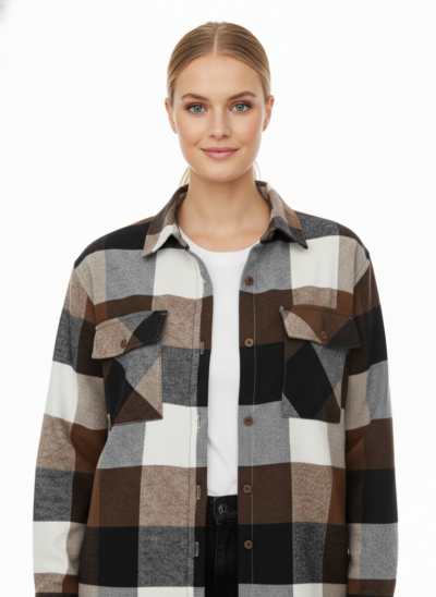 Red & Coffee Long Flannel Shirt