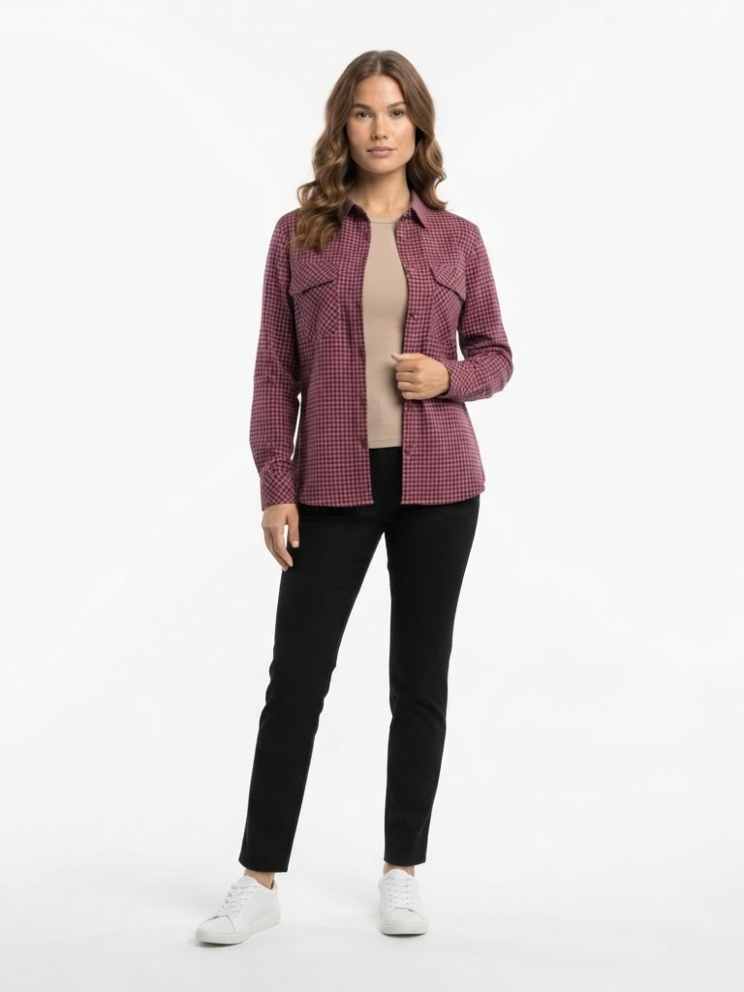 Women’s Pink & Chocolate check Flannel Shirt - Image 3