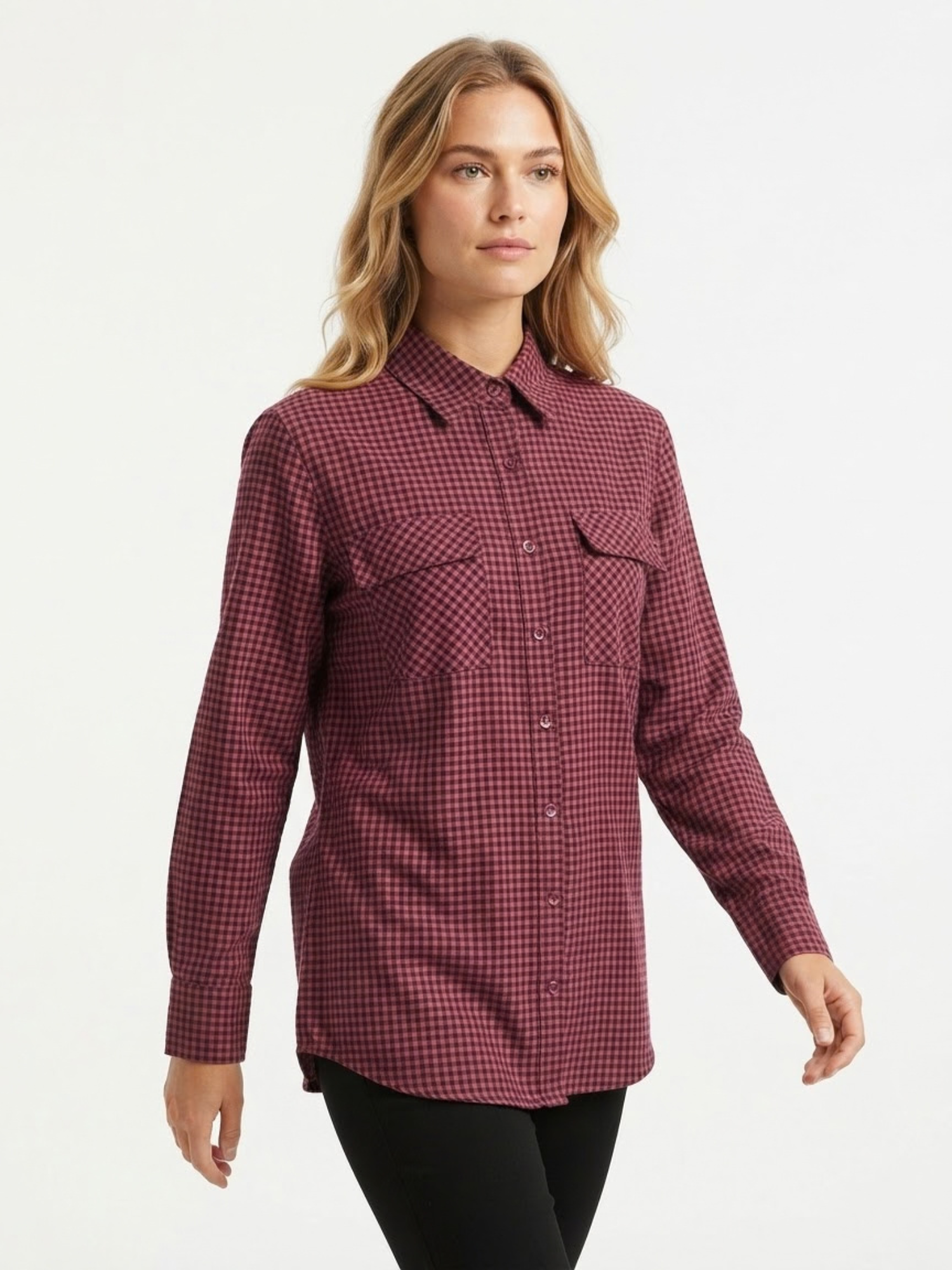 Women’s Pink & Chocolate check Flannel Shirt - Image 2