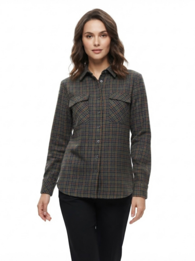 Women’s Black & Olive Flannel Shirt