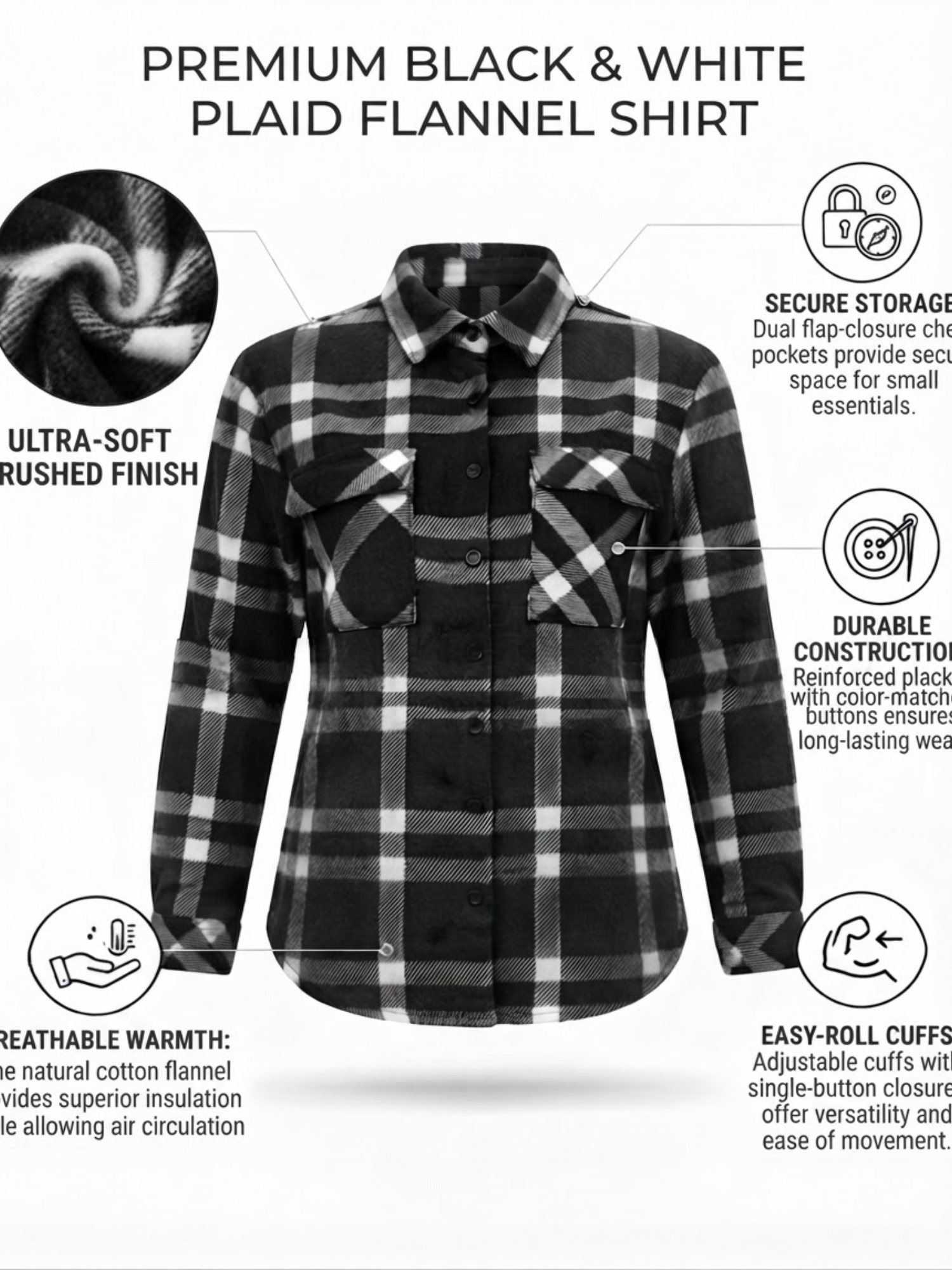 Women’s Black Flannel Shirt - Image 9